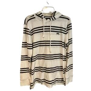 American Rag Men’s Long Sleeve Navy & White Stripe T-Shirt with Hood. Sz M.